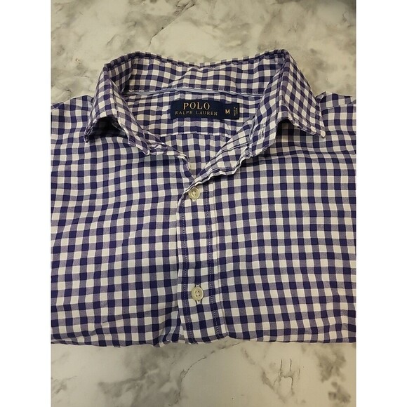 Polo Ralph Lauren Shirt Mens Medium Purple Gingham Plaid Long Sleeve Button Down - Picture 4 of 5